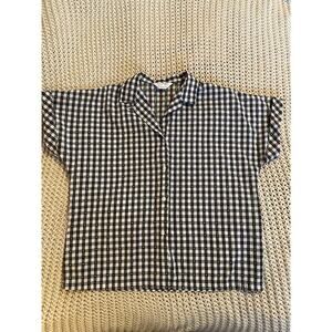 Cheryl Tiegs Women's Button Up Shirt Black Gingham Check Color Accents Sz 14 USA